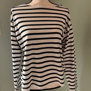 Everlane black/white stripe boxy tee